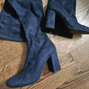 Zara Navy Heeled Boots for Women